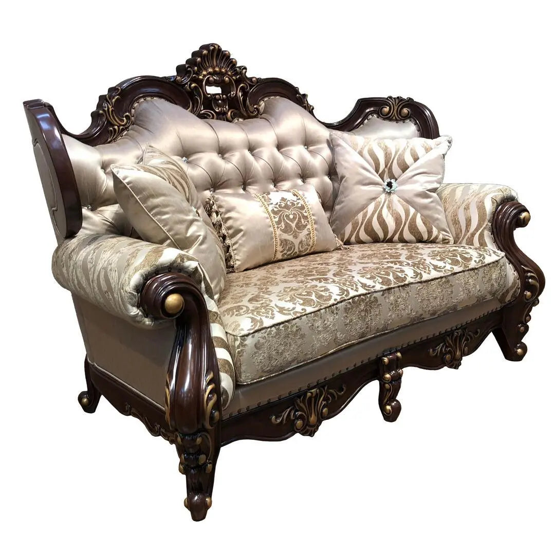 Jade Traditional Sofa and Loveseat in Cherry Wood Finish by Cosmos Furniture - ATL FURNITURE