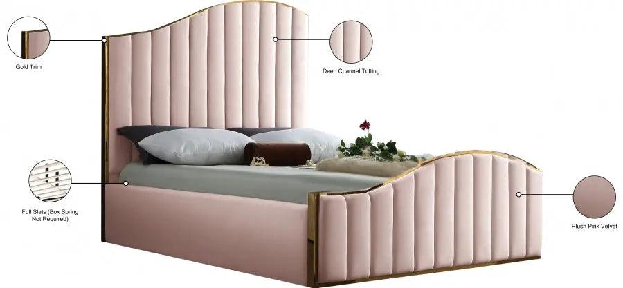 Jolie Velvet Platform Bed - ATL FURNITURE