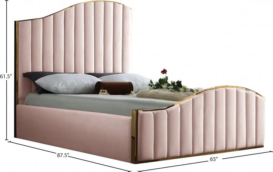 Jolie Velvet Platform Bed - ATL FURNITURE