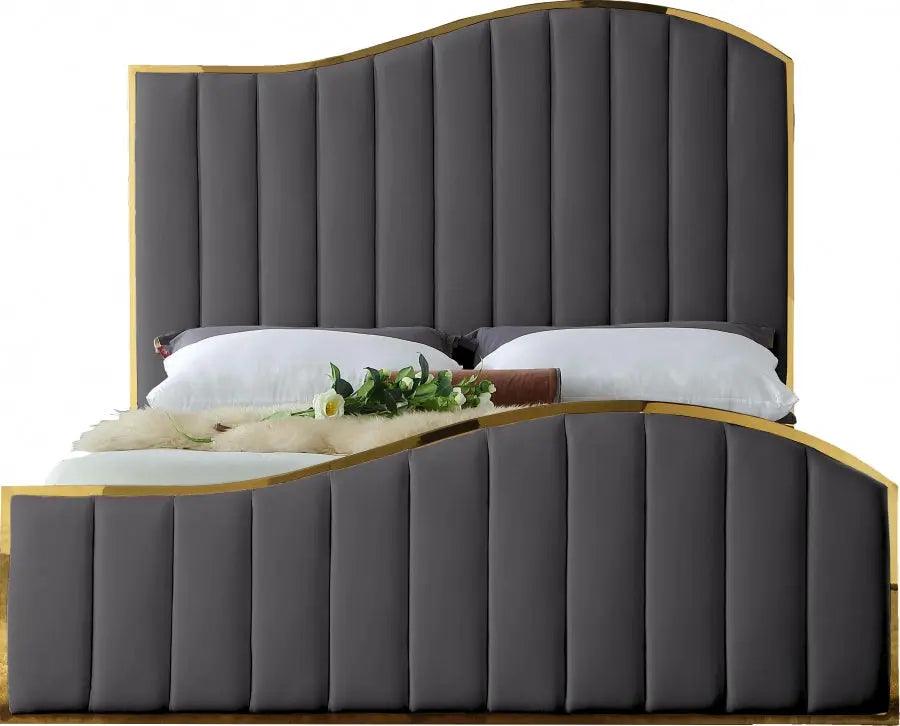 Jolie Velvet Platform Bed - ATL FURNITURE