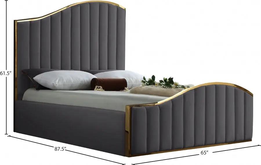 Jolie Velvet Platform Bed - ATL FURNITURE