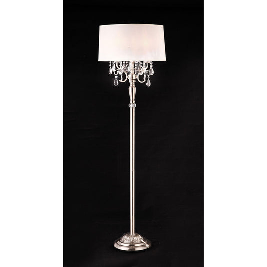 Sophy White/Chrome Floor Lamp, Hanging Crystal - ATL FURNITURE