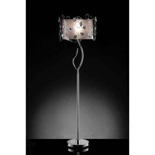 Elva Silver/Chrome Floor Lamp, Double Shade - ATL FURNITURE