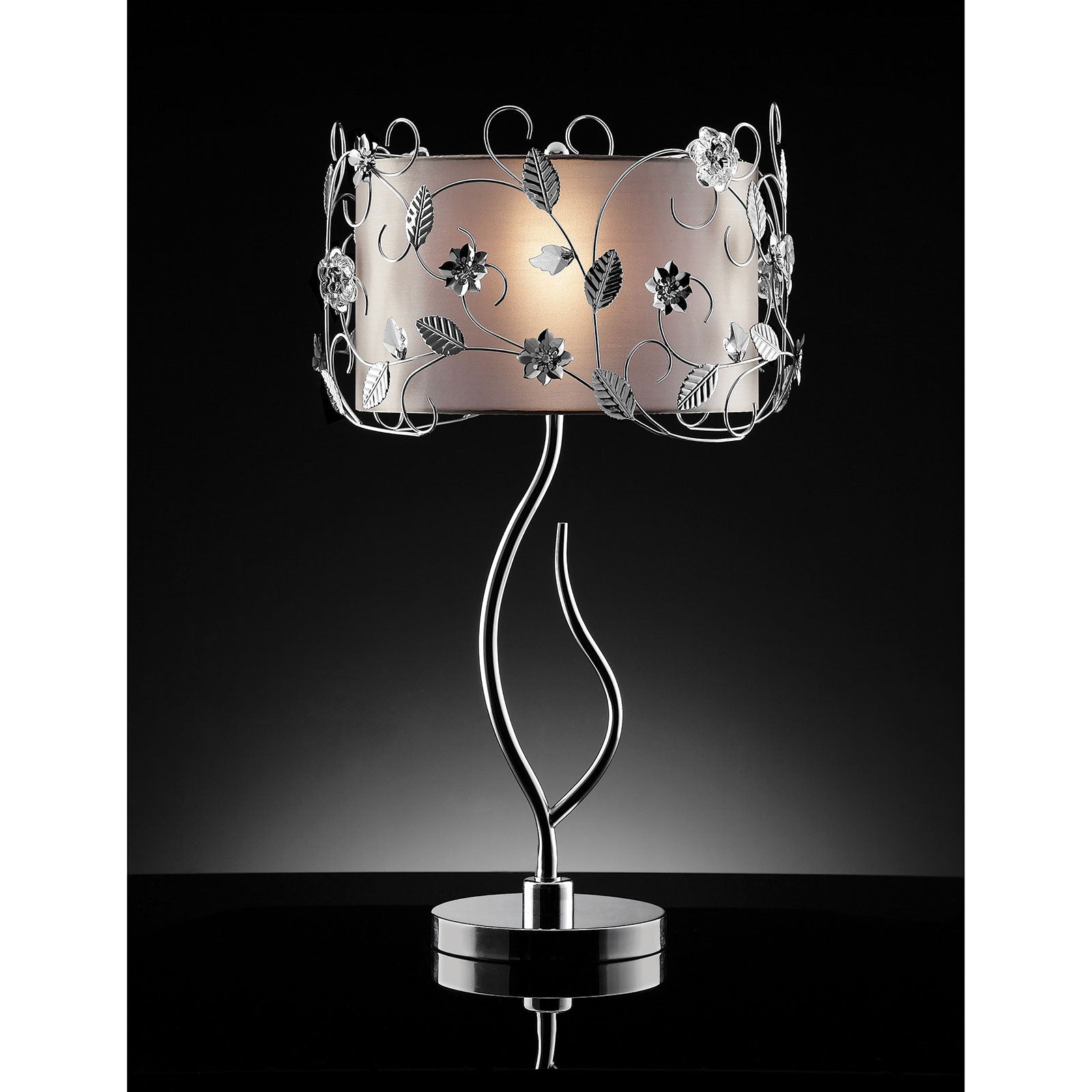 Elva Silver/Chrome Table Lamp, Double Shade - ATL FURNITURE