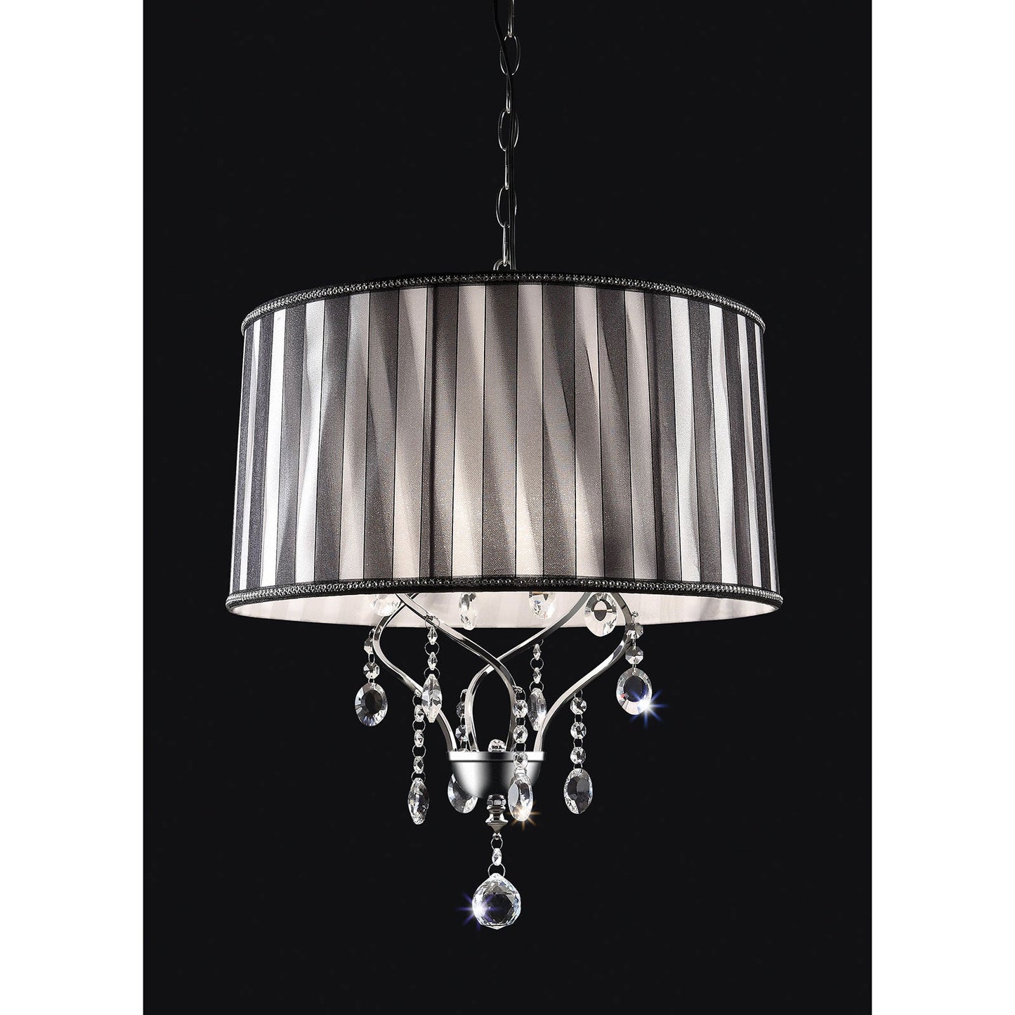 Arya Black/Chrome Ceiling Lamp, Hanging Crystal - ATL FURNITURE