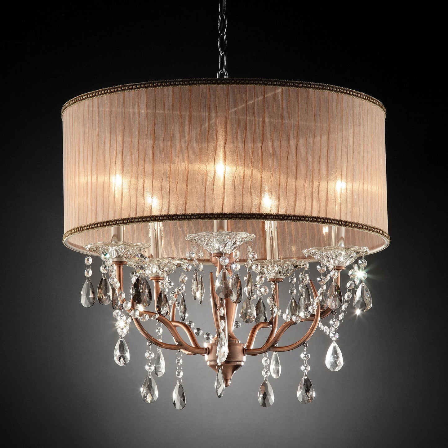 Cecelia Chrome Ceiling Lamp, Hanging Crystal - ATL FURNITURE