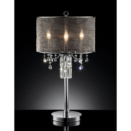 Gina Black/Silver Table Lamp, Hanging Crystal - ATL FURNITURE