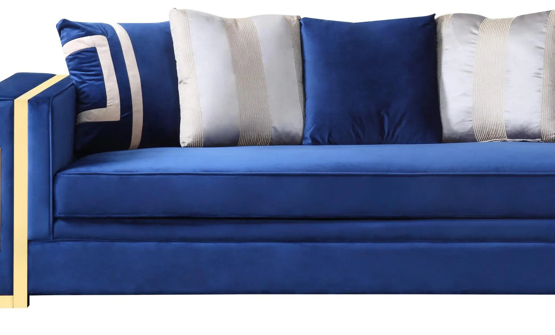 Lawrence Transitional Sofa and Loveseat in Navy Fabric by Cosmos Furniture - ATL FURNITURE