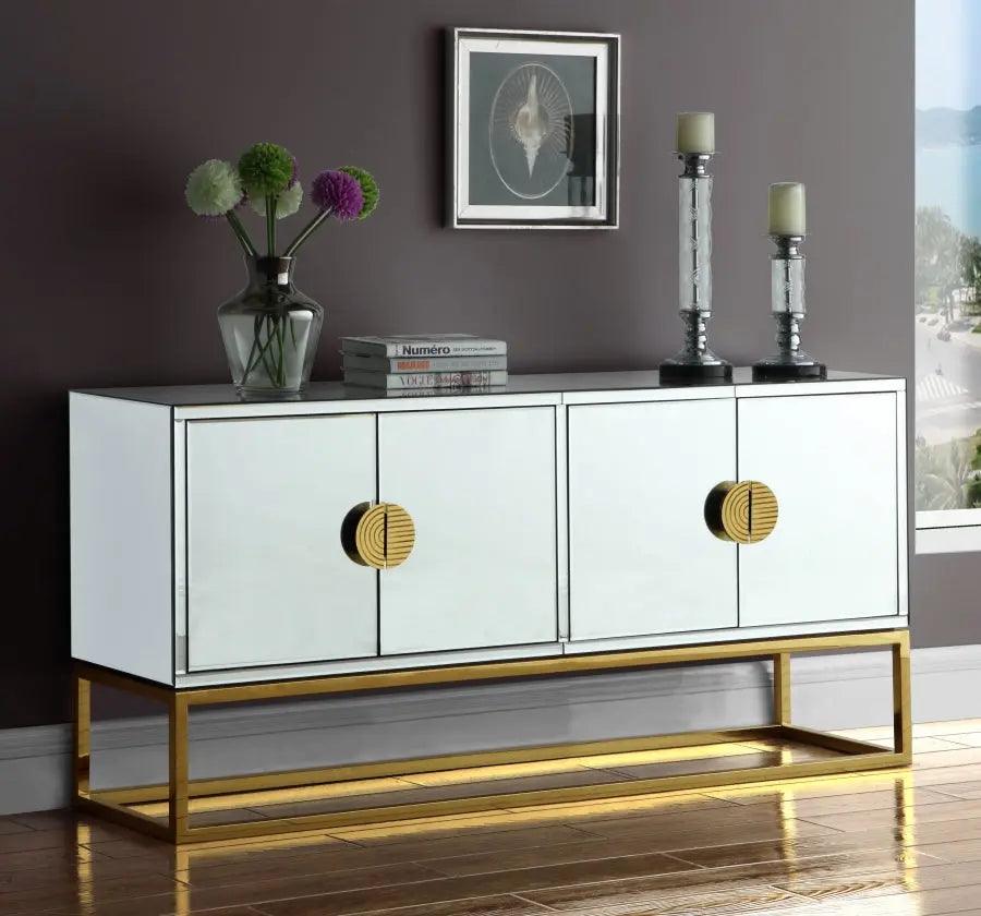 Marbella Sideboard / Buffet In Rich Gold Stainless Steel Base - ATL FURNITURE