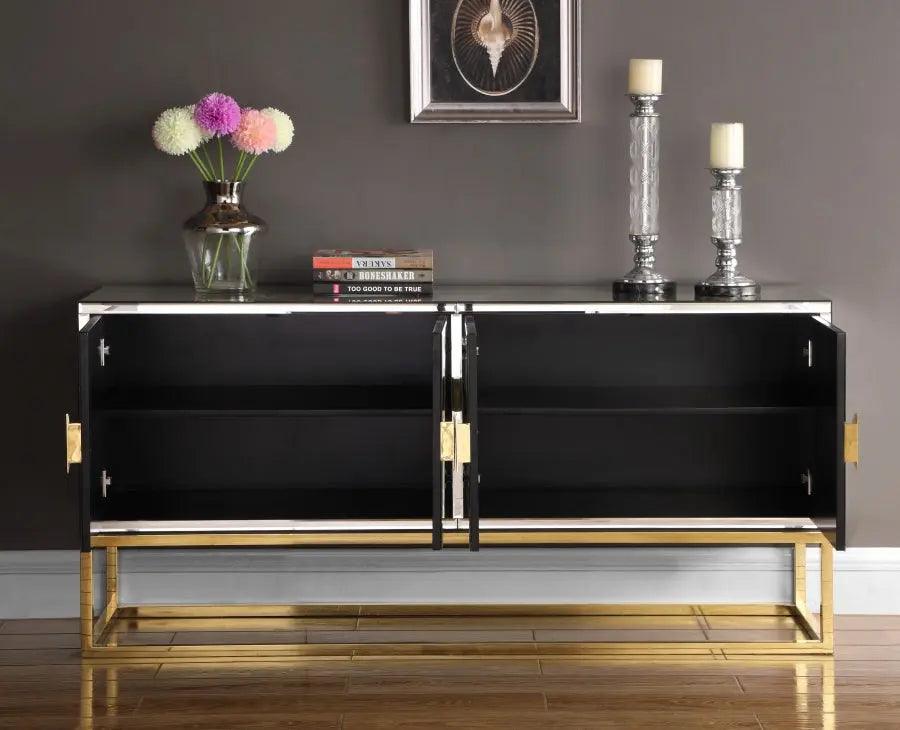 Marbella Sideboard / Buffet In Rich Gold Stainless Steel Base - ATL FURNITURE