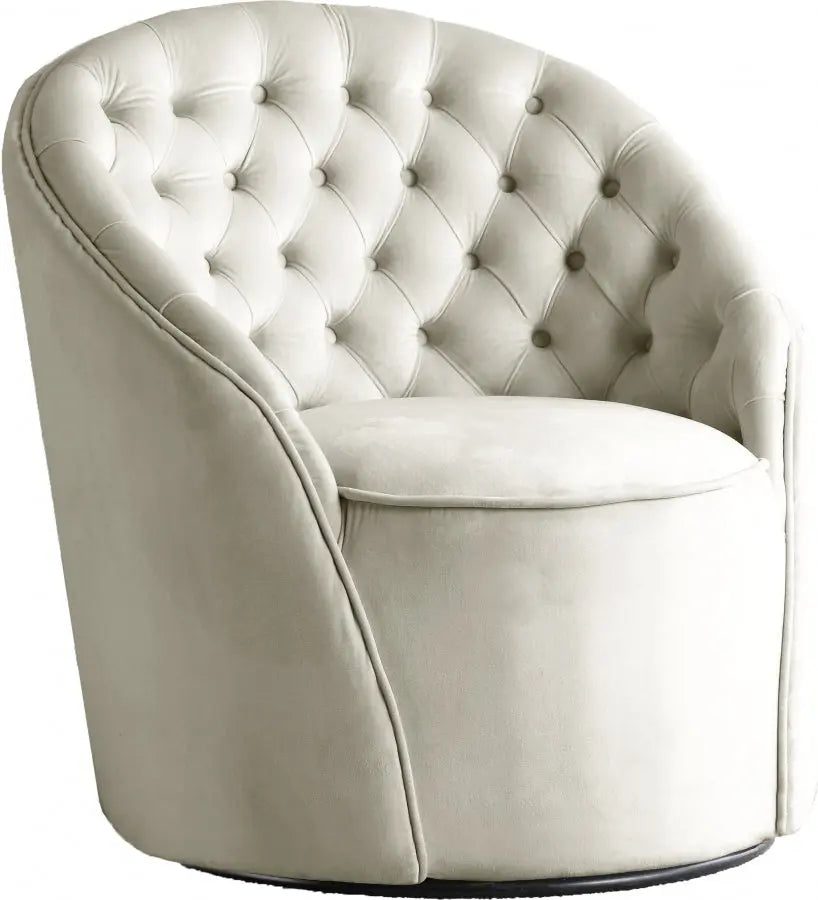 Meridian Furniture - Alessio Velvet Accent Chair In Cream - 501Cream - ATL FURNITURE