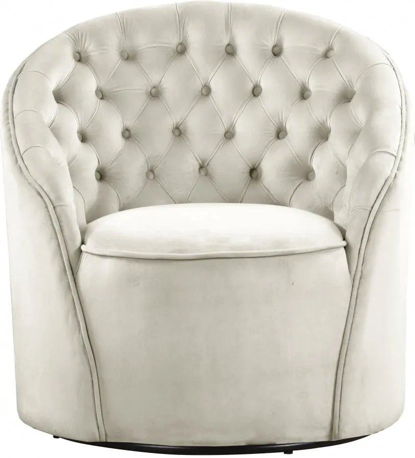 Meridian Furniture - Alessio Velvet Accent Chair In Cream - 501Cream - ATL FURNITURE