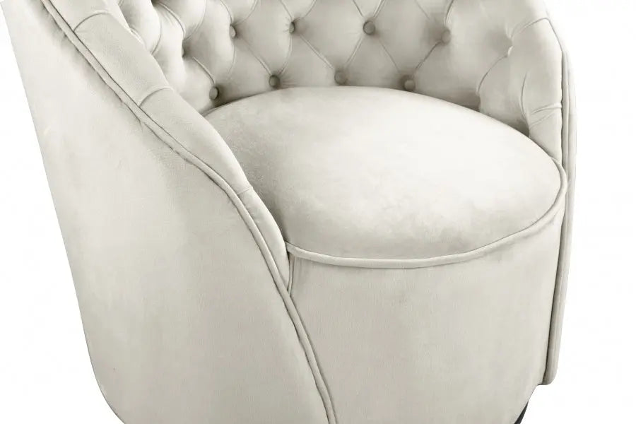 Meridian Furniture - Alessio Velvet Accent Chair In Cream - 501Cream - ATL FURNITURE