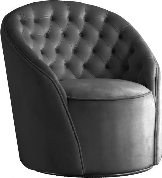 Meridian Furniture - Alessio Velvet Accent Chair In Grey - 501Grey - ATL FURNITURE