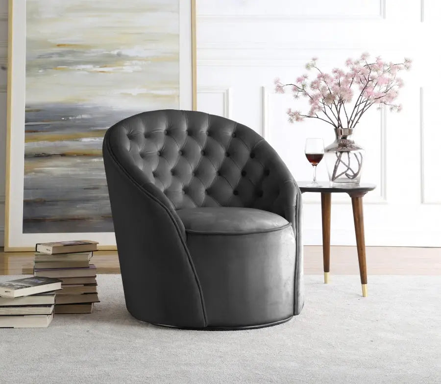 Meridian Furniture - Alessio Velvet Accent Chair In Grey - 501Grey - ATL FURNITURE