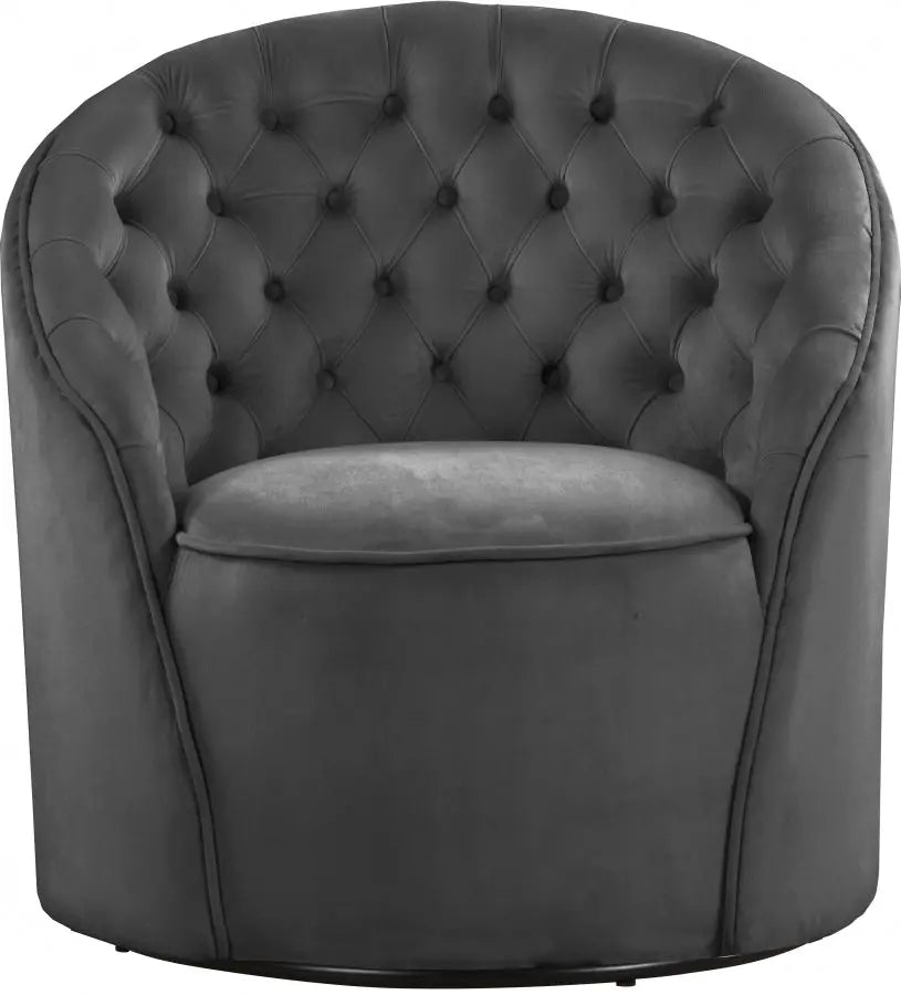 Meridian Furniture - Alessio Velvet Accent Chair In Grey - 501Grey - ATL FURNITURE