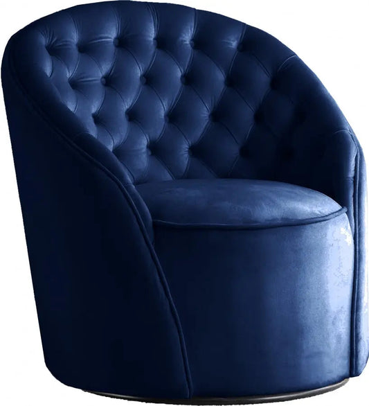 Meridian Furniture - Alessio Velvet Accent Chair In Navy - 501Navy - ATL FURNITURE