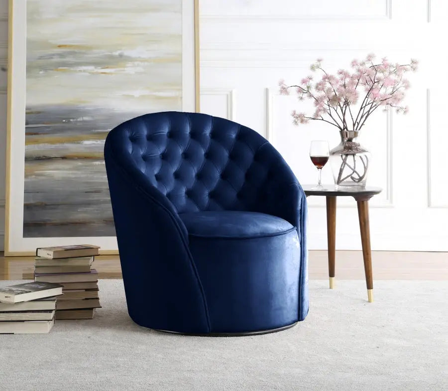 Meridian Furniture - Alessio Velvet Accent Chair In Navy - 501Navy - ATL FURNITURE