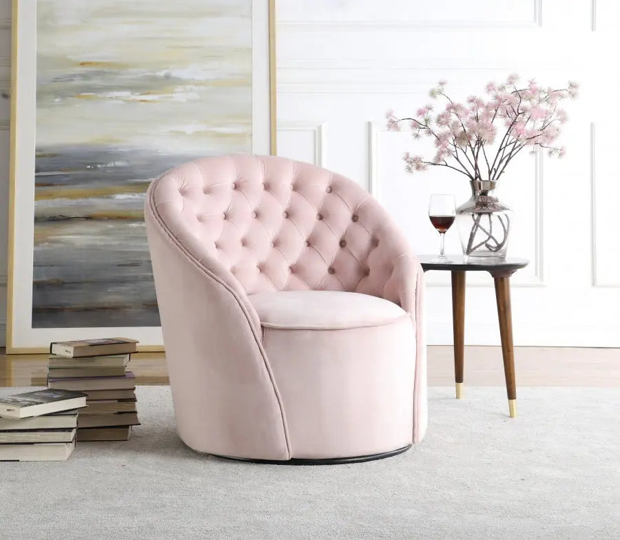 Meridian Furniture - Alessio Velvet Accent Chair In Pink - 501Pink - ATL FURNITURE