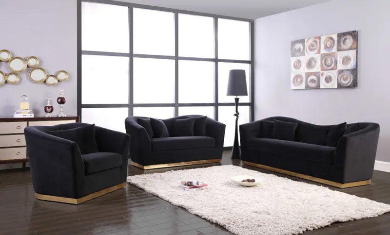 Arabella 3 Piece Living Room Set In Black - ATL FURNITURE