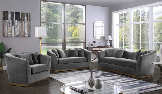 Arabella 3 Piece Living Room Set In Grey - ATL FURNITURE