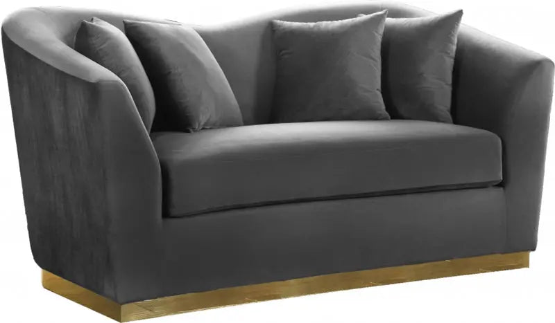 Arabella Velvet Loveseat In Grey - ATL FURNITURE