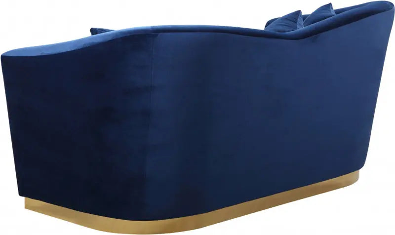 Arabella Velvet Loveseat In Navy - ATL FURNITURE