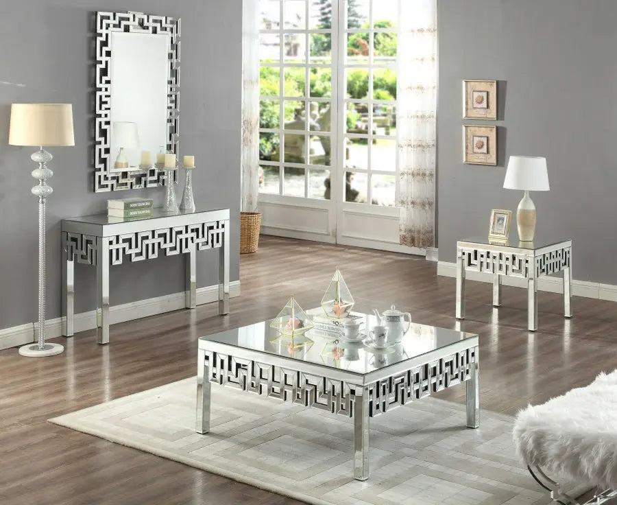 Aria Console Table In Mirrored - 412-T - ATL FURNITURE