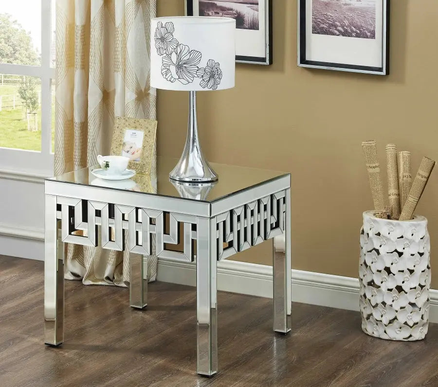 Aria End Table In Mirrored - 412-E - ATL FURNITURE