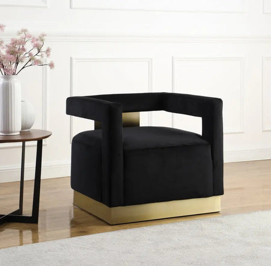 Armani Velvet Accent Chair In Black - 597Black - ATL FURNITURE