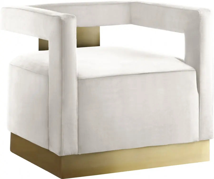 Armani Velvet Accent Chair In Cream - 597Cream - ATL FURNITURE