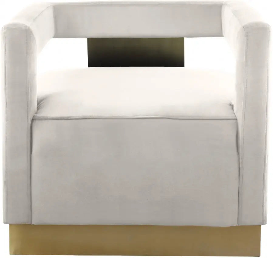 Armani Velvet Accent Chair In Cream - 597Cream - ATL FURNITURE