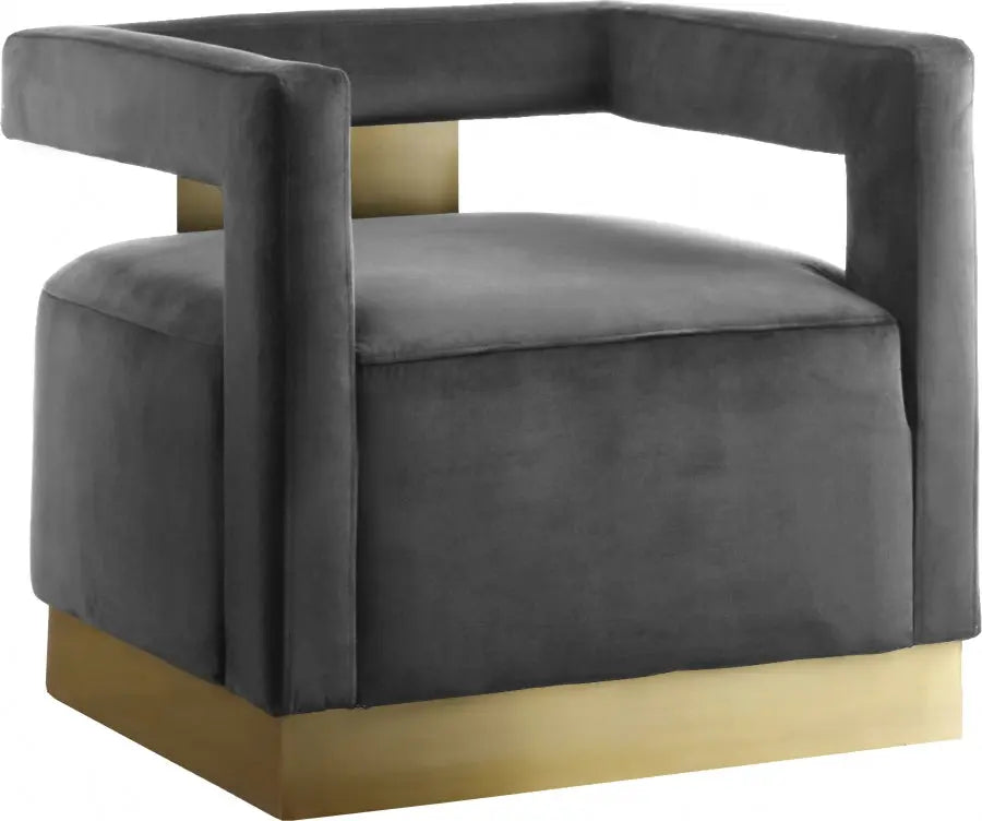 Armani Velvet Accent Chair In Grey - 597Grey - ATL FURNITURE