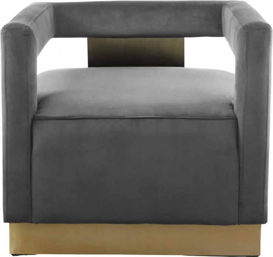 Armani Velvet Accent Chair In Grey - 597Grey - ATL FURNITURE