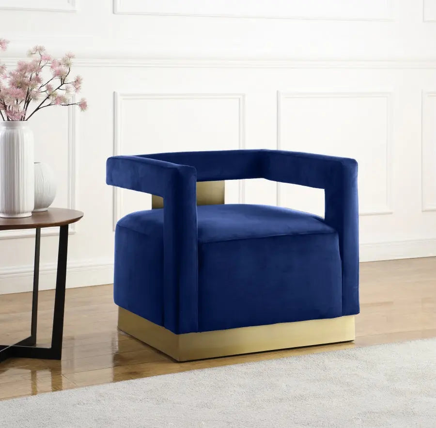 Armani Velvet Accent Chair In Navy - 597Navy - ATL FURNITURE