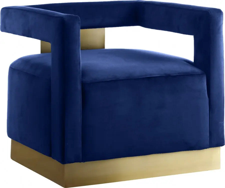 Armani Velvet Accent Chair In Navy - 597Navy - ATL FURNITURE