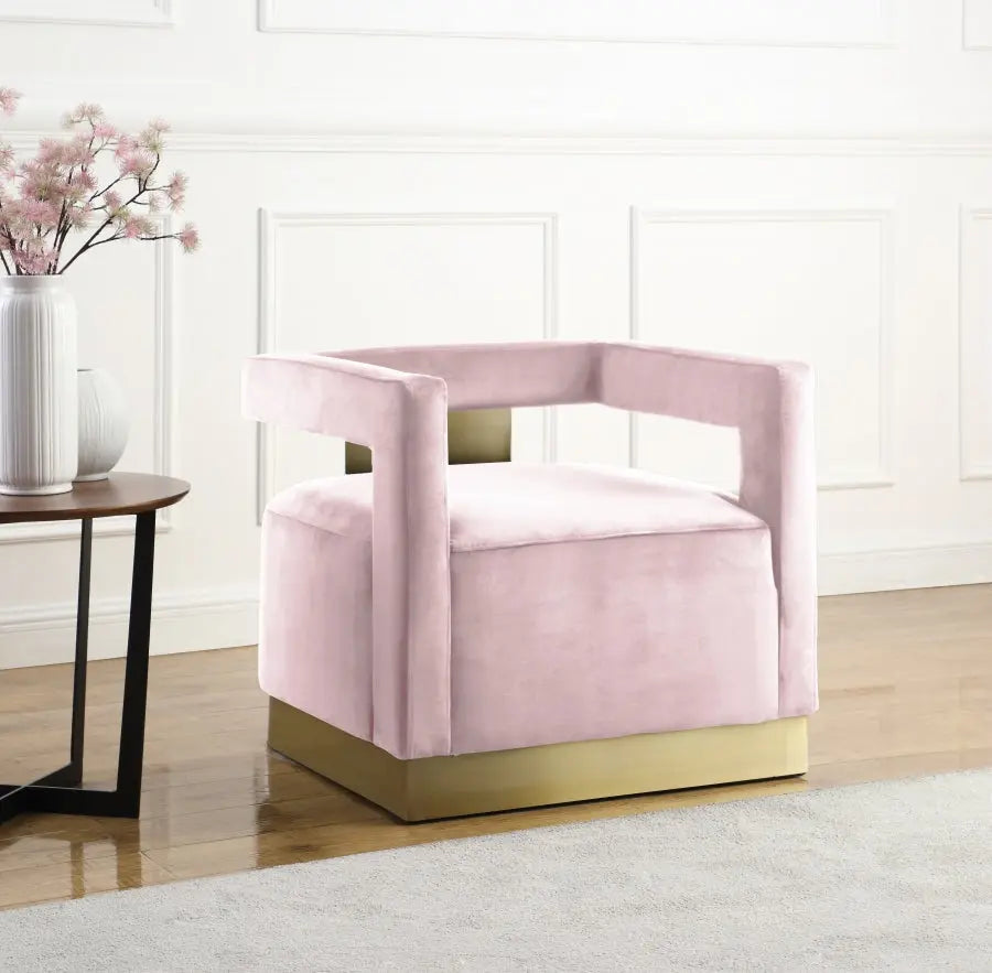 Armani Velvet Accent Chair In Pink - 597Pink - ATL FURNITURE