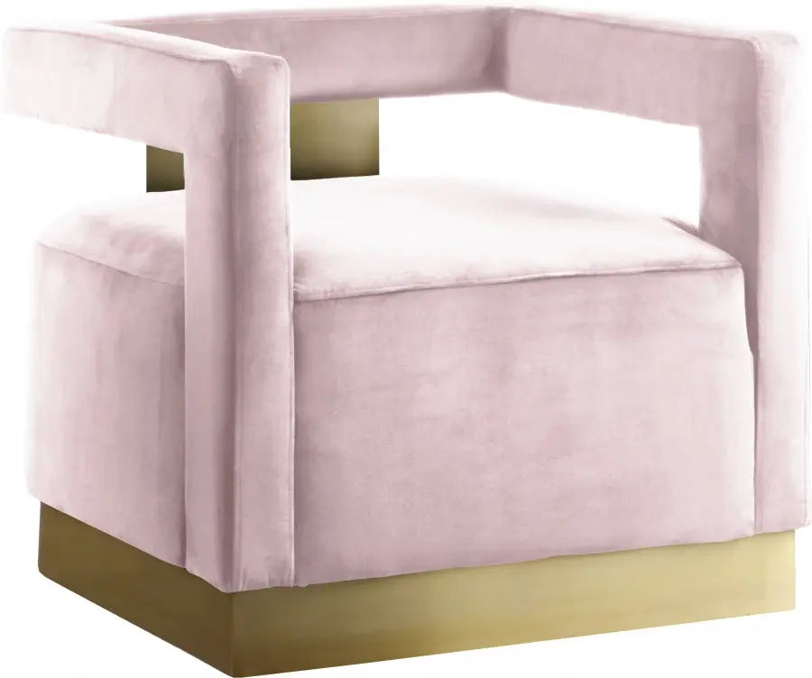 Armani Velvet Accent Chair In Pink - 597Pink - ATL FURNITURE