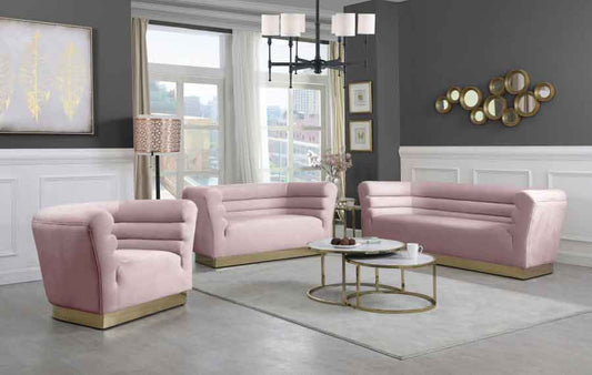 Bellini 3 Piece Living Room Set In Pink - ATL FURNITURE