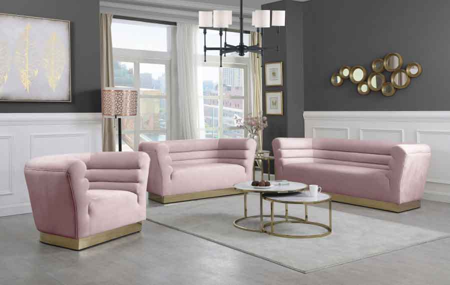 Bellini Velvet Chair In Pink - ATL FURNITURE