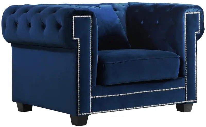 Bowery Velvet Chair In Navy - ATL FURNITURE