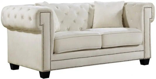 Bowery Velvet Loveseat In Cream - ATL FURNITURE