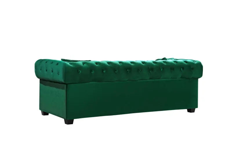 Bowery Velvet Loveseat In Green - ATL FURNITURE