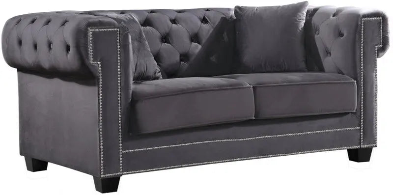 Bowery Velvet Loveseat In Grey - ATL FURNITURE