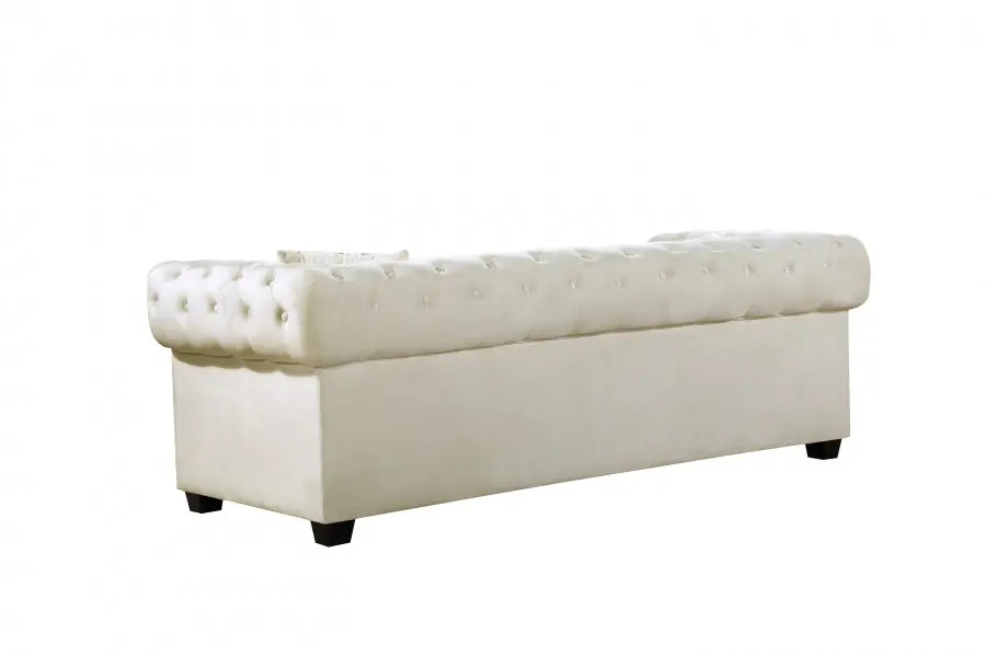 Bowery Velvet Sofa In Cream - ATL FURNITURE