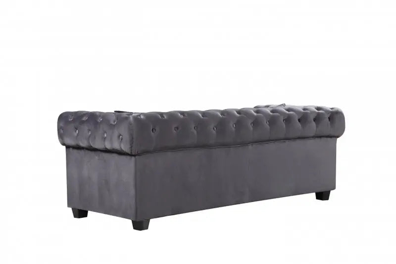 Bowery Velvet Sofa In Grey - ATL FURNITURE