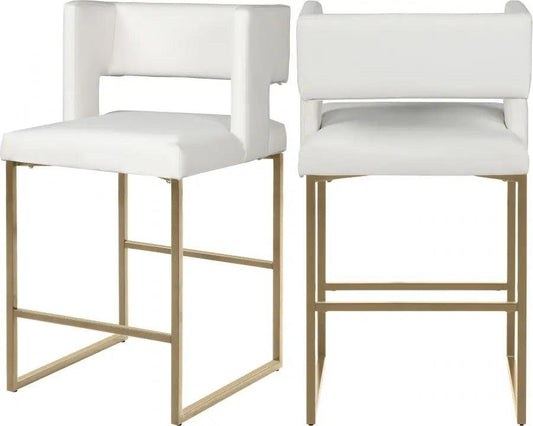 Meridian Furniture - Caleb Faux Leather Counter Stool Set Of 2 In White - 969White-C - ATL FURNITURE