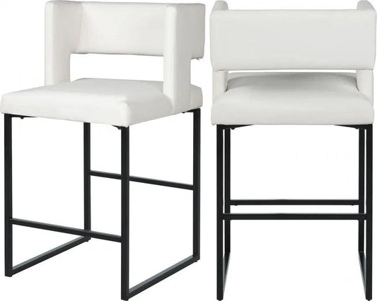 Meridian Furniture - Caleb Faux Leather Counter Stool Set Of 2 In White - 970White-C - ATL FURNITURE