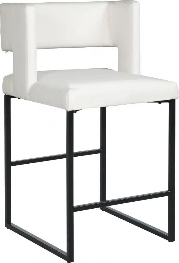 Meridian Furniture - Caleb Faux Leather Counter Stool Set Of 2 In White - 970White-C - ATL FURNITURE