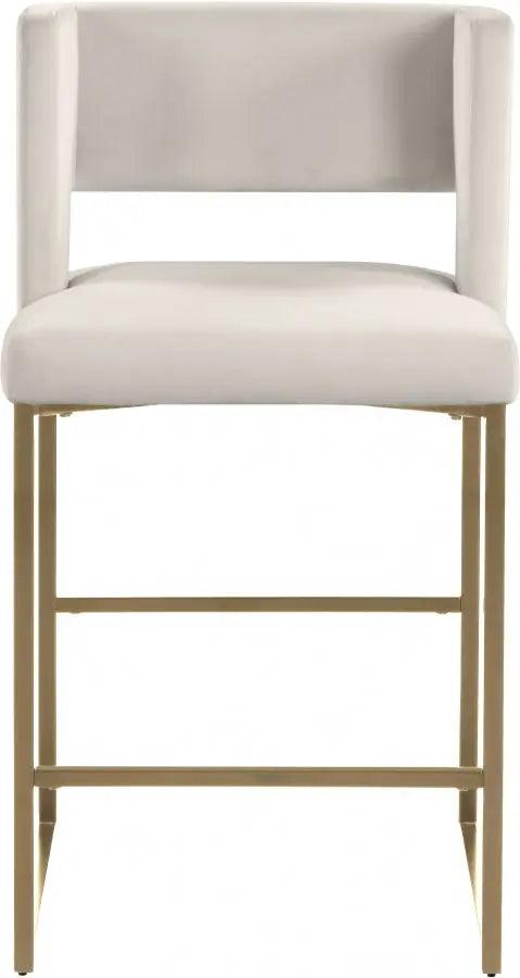 Meridian Furniture - Caleb Velvet Counter Stool Set Of 2 In Cream - 969Cream-C - ATL FURNITURE